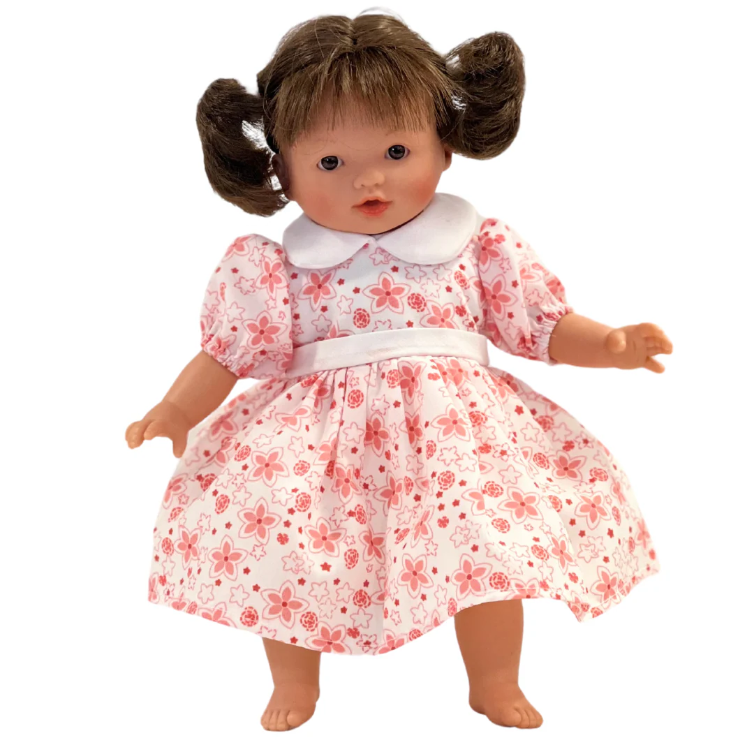 10" Bella Doll Brunette Short Pigtails With Brown Eyes