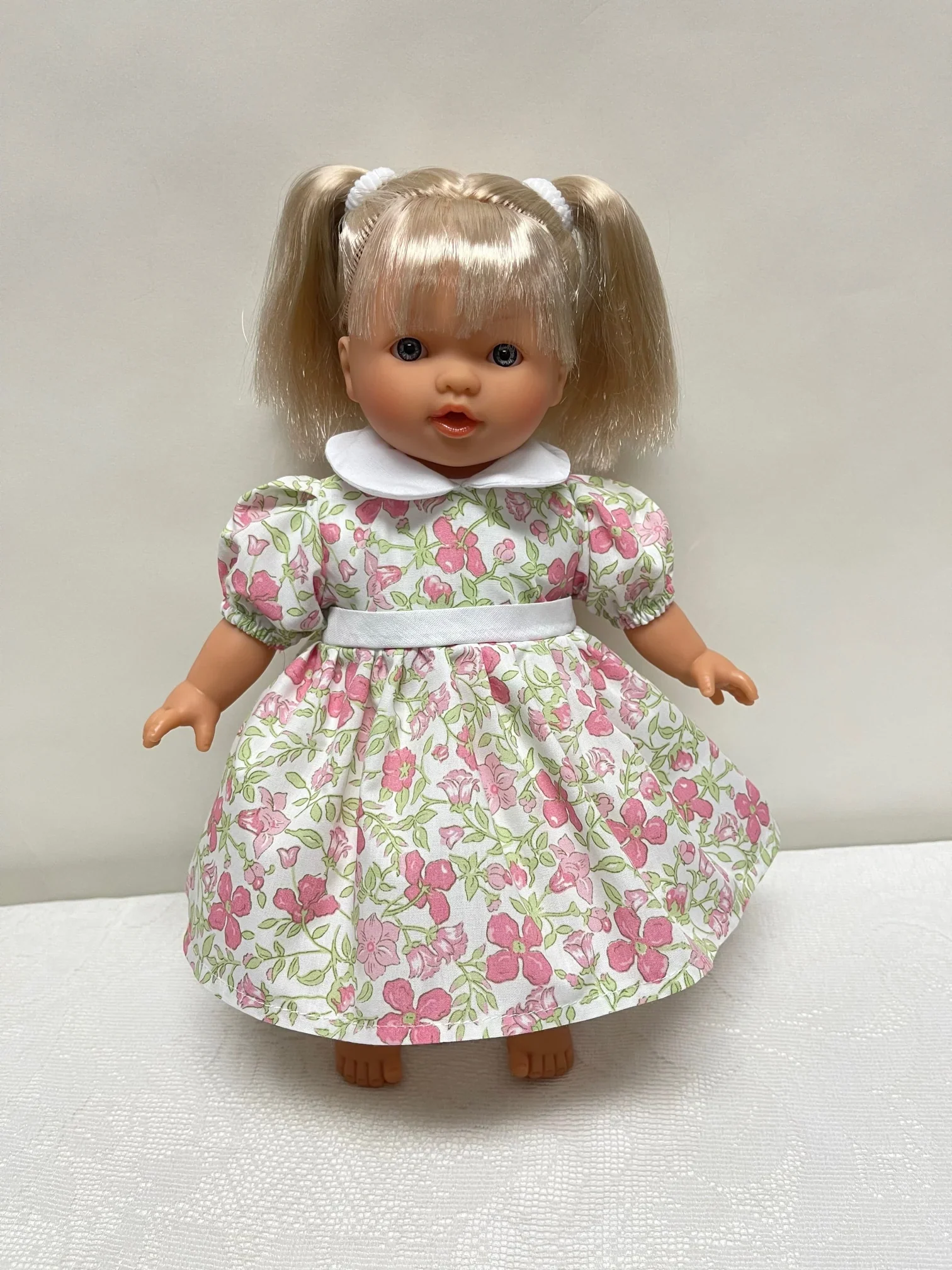 10" Pink & Green Floral Print Doll Dress - Image 2
