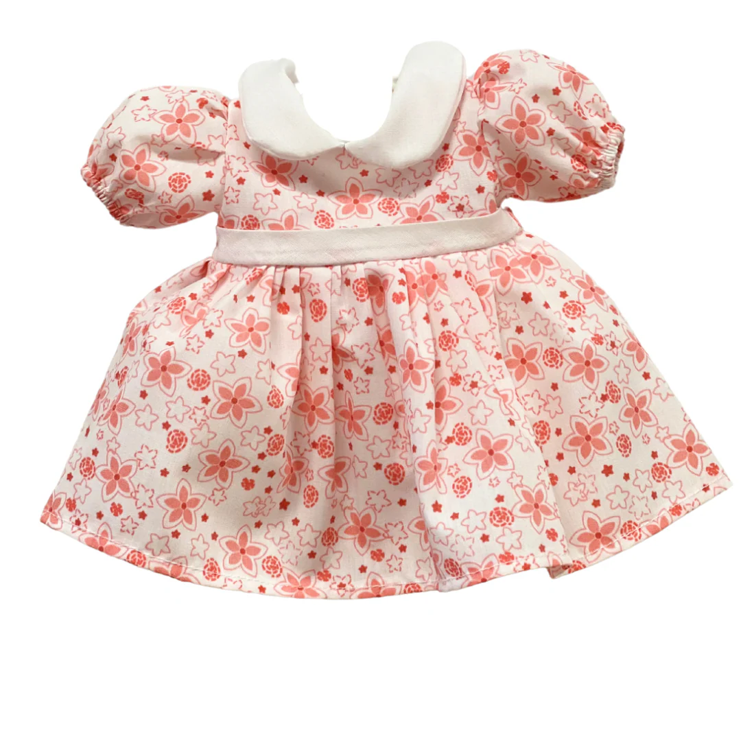10" Red Floral Print Doll Dress