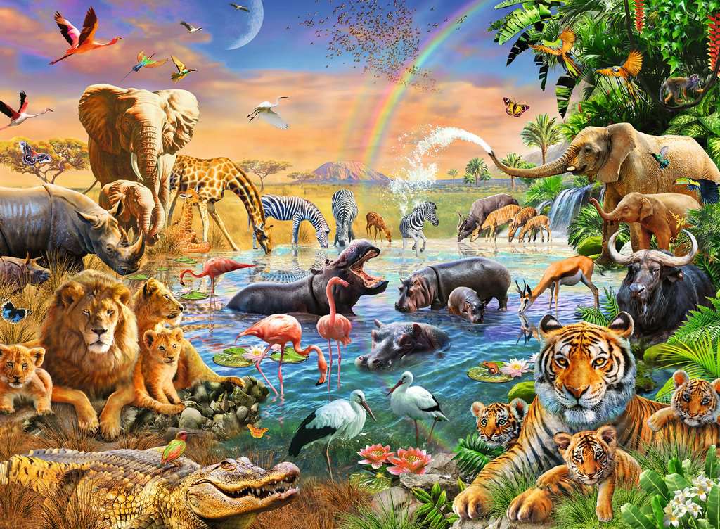 100 PC Savannah Jungle Waterhole Puzzle - Image 2