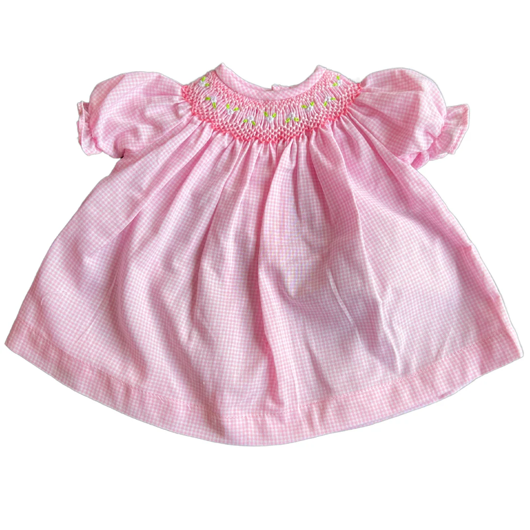 15" Bishop Pink Gingham Doll Dress