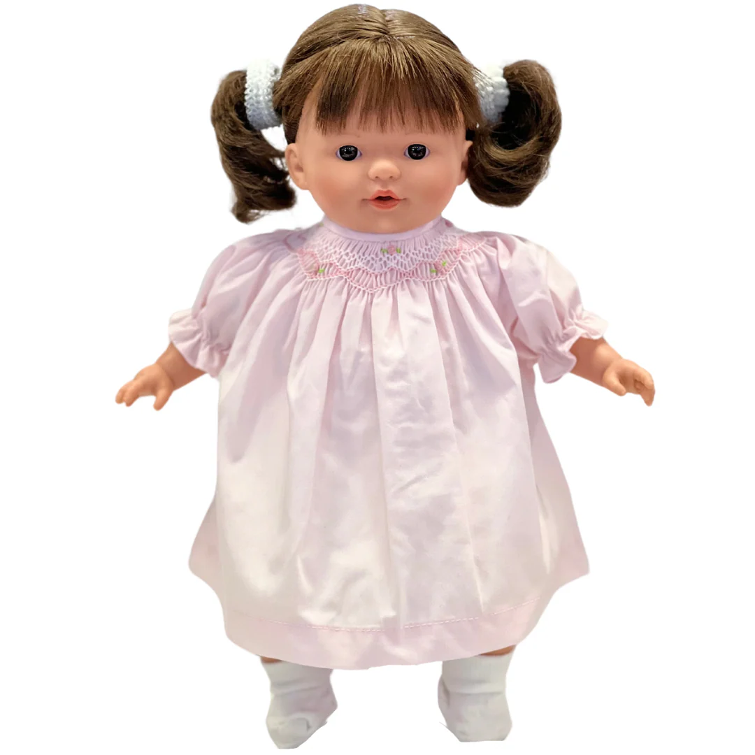 15" Sarah Doll Brunette Short Pigtails With Brown Eyes