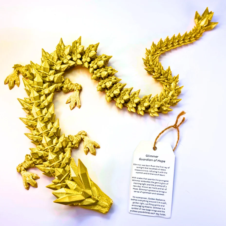 17 Inch Crystal Dragon Metallic Gold & Egg Fidget