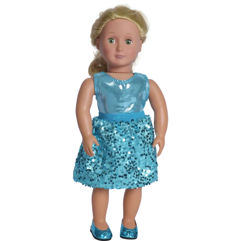 18" Aqua Doll Party Sequin Skirt Set