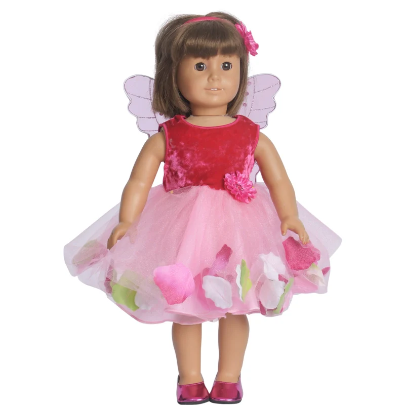 18" Fuchsia Doll Flower Fairy Tulle Dress Set