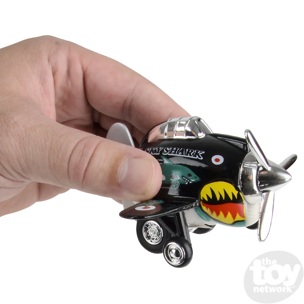 3.5" Die-Cast Pull Back Sky Shark Plane - Image 2