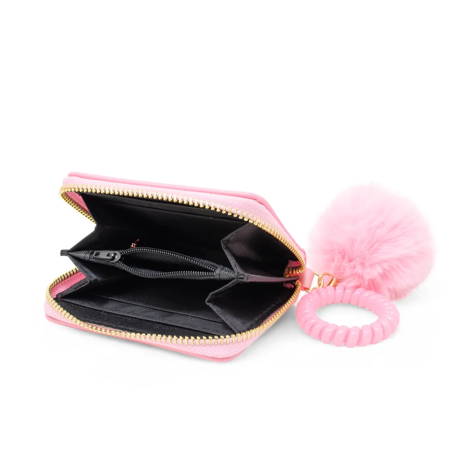 3D Bow Pom Pom Zip Wallet - Image 2