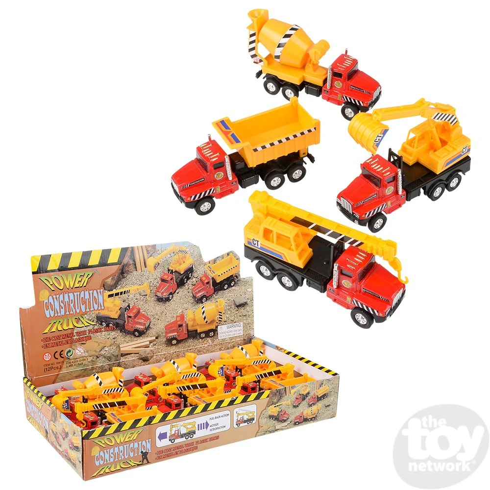 5.25" Die-Cast Pull Back Construction Trucks