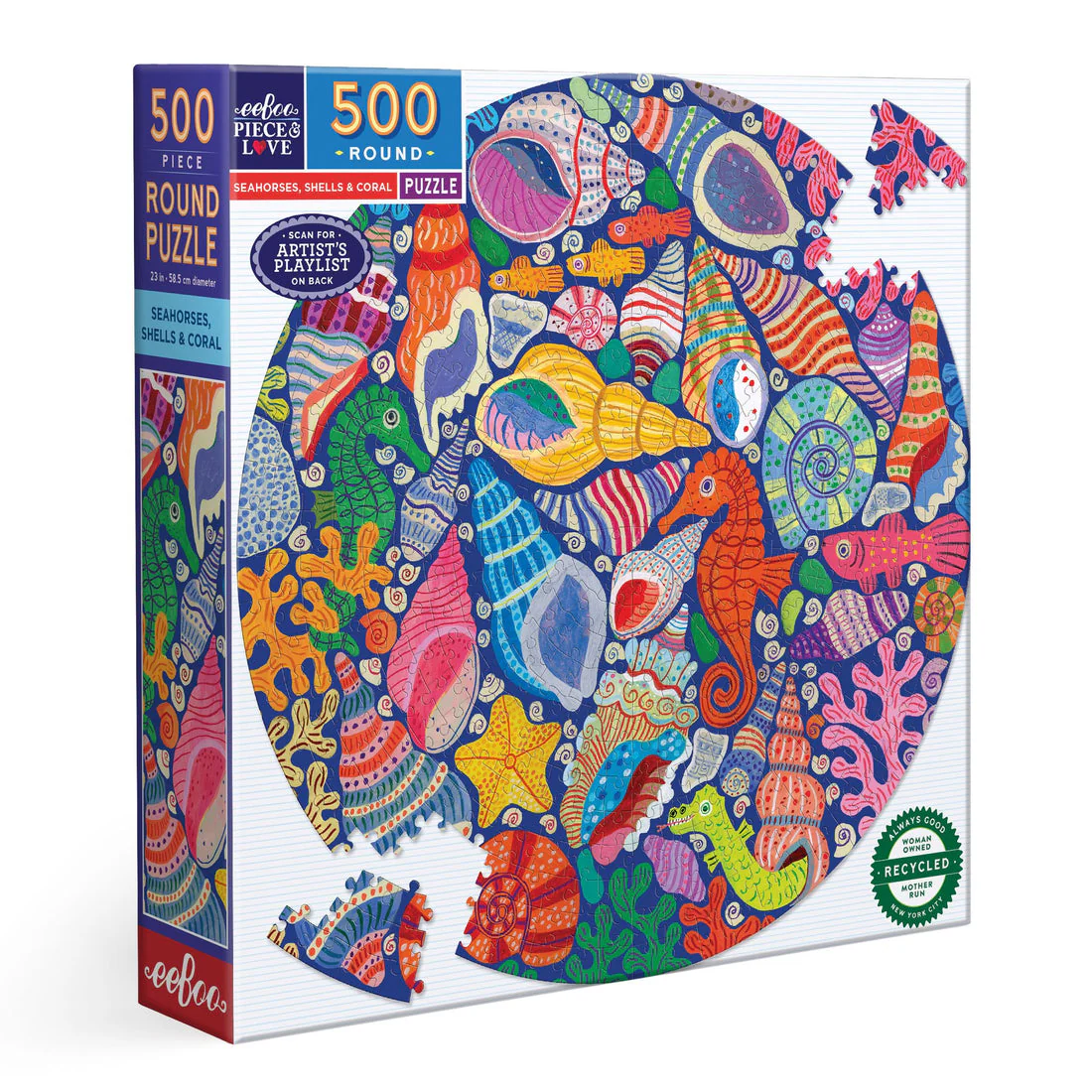 500 PC Seahorses, Shells & Coral Round Puzzle