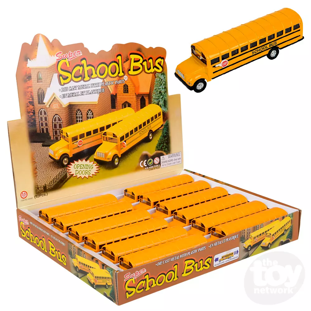 7" Die-Cast Pull Back School Bus