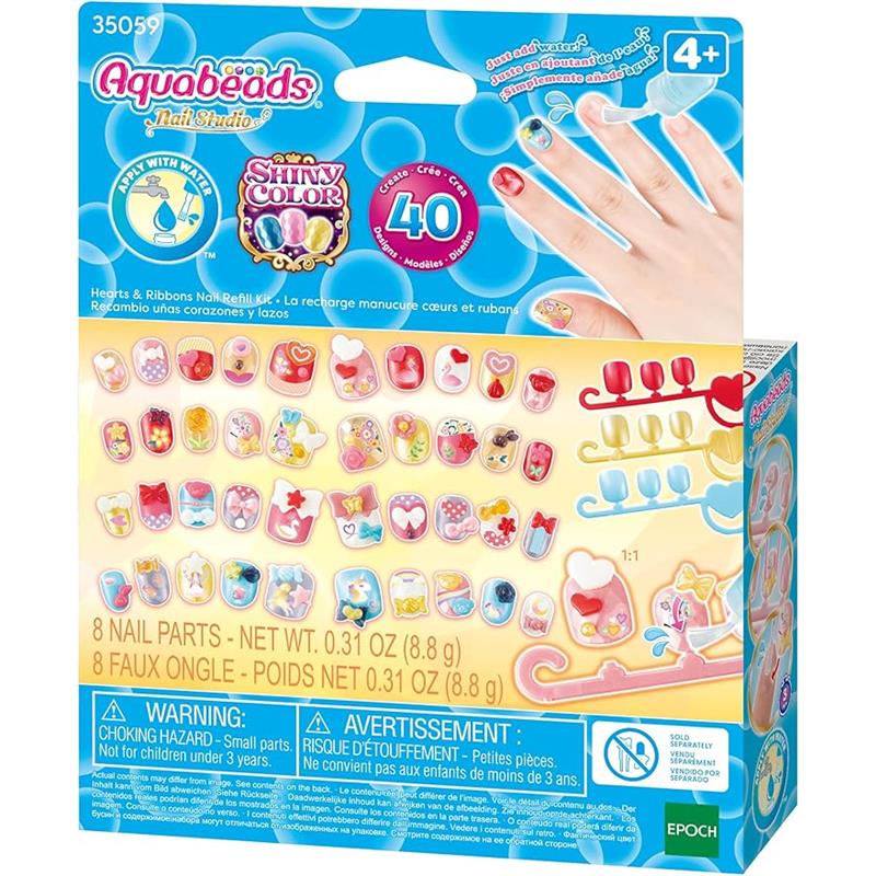 Aquabeads Hearts & Ribbons Nail Refill Kit