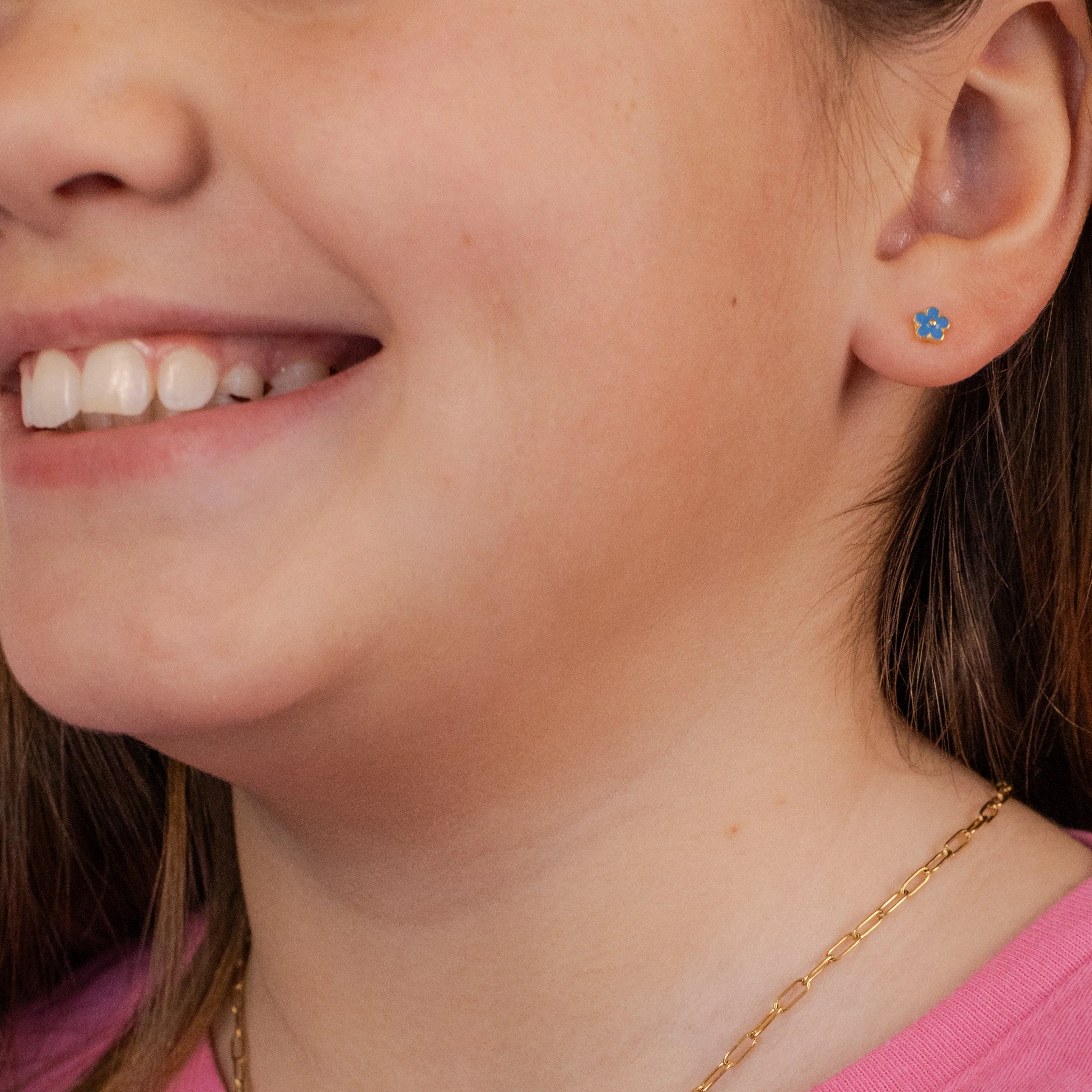 Blue Flowers Kids Earrings - Image 2