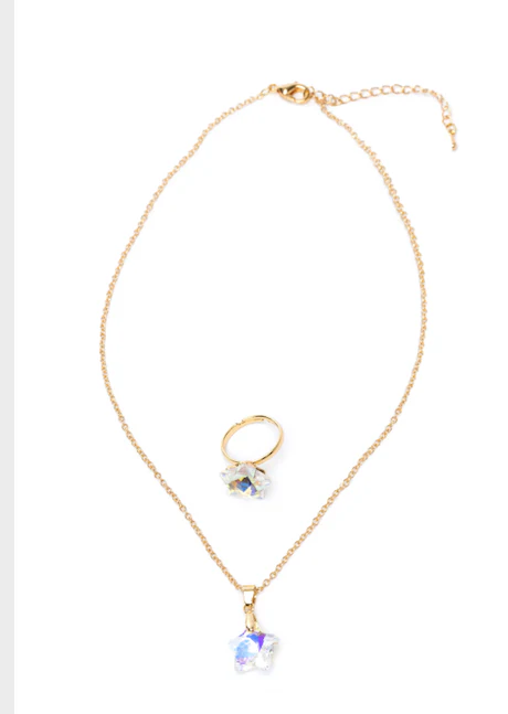 Boutique Holographic Star Necklace With Ring Or Earring Set - Image 3