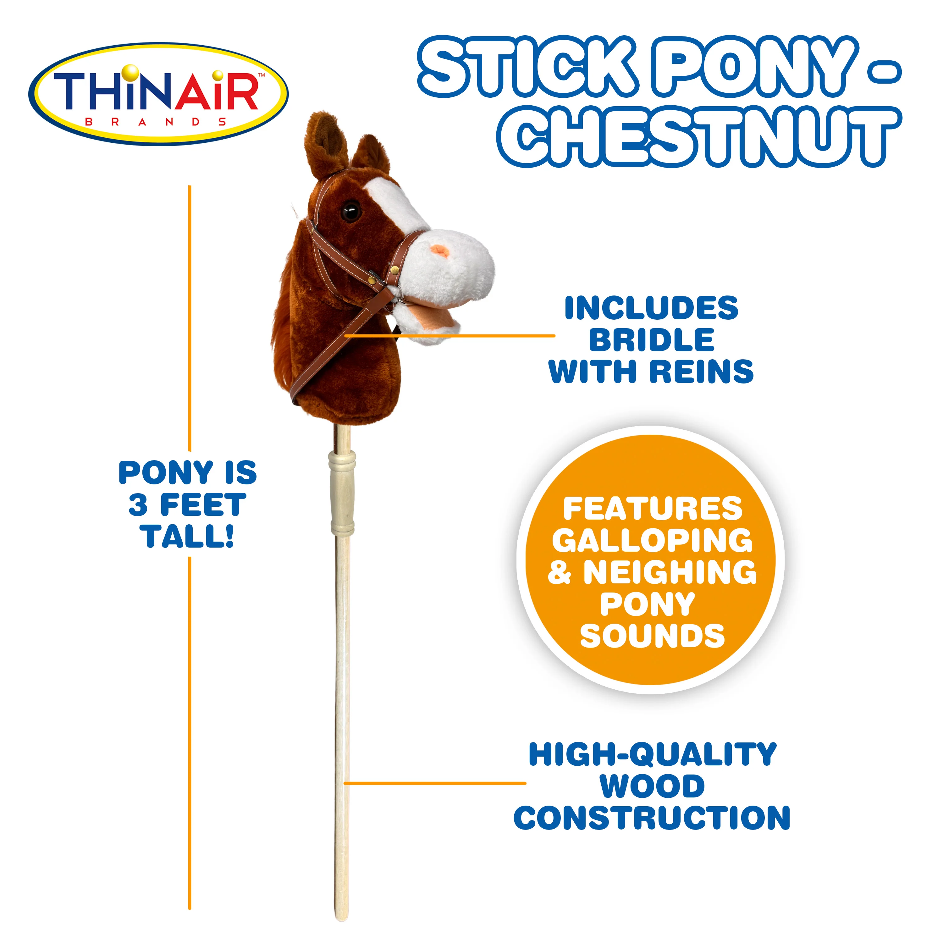 Playful Minds 37" Brown Bay Stick Pony - Image 2