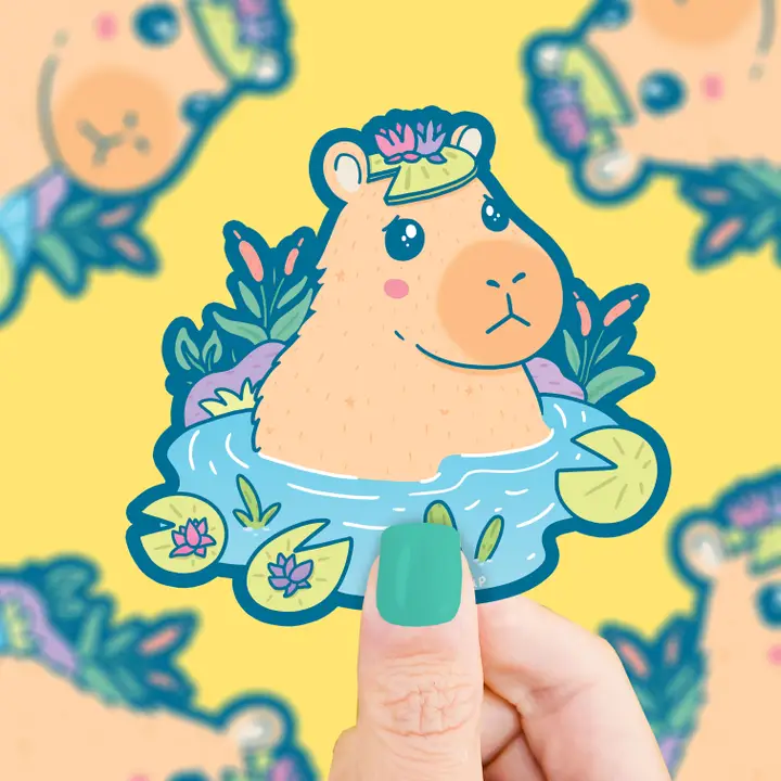 Capybara Pond Animal Vinyl Sticker