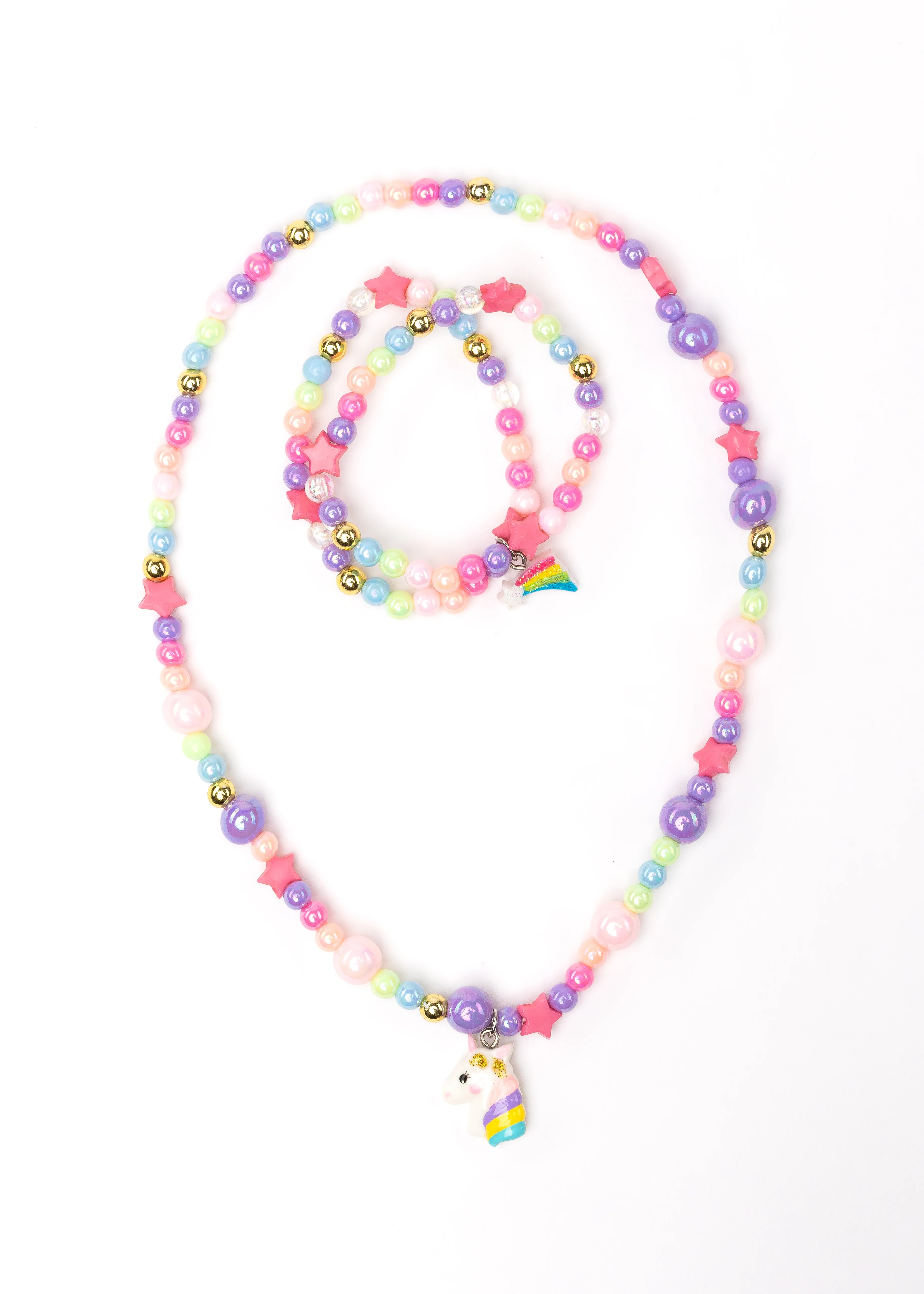 Cheerful Starry Unicorn Necklace & Bracelet Set