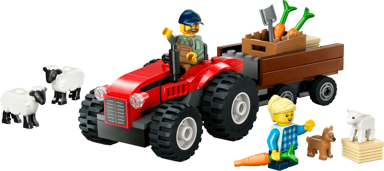 City Red Farm Tractor With Trailer & Sheep - Image 2