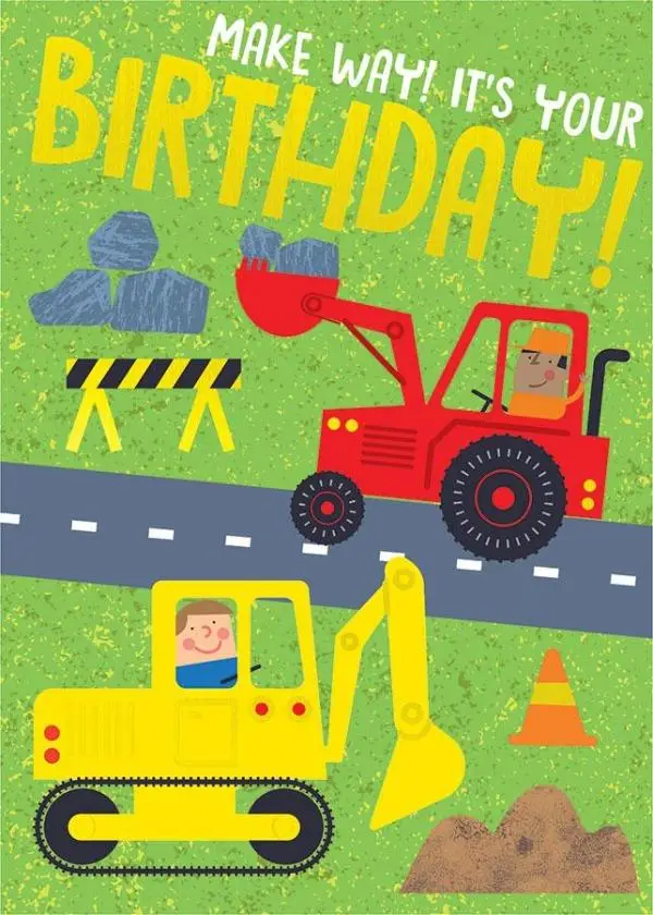 Construction Equipment Foil Birthday Card