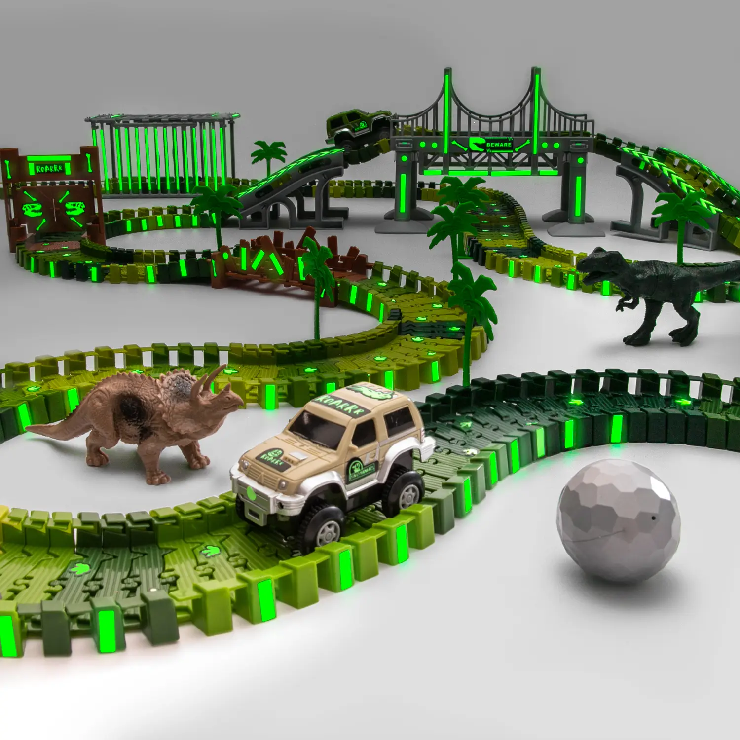 Dino's Journey Glow In The Dark Toy Track Set In Bag