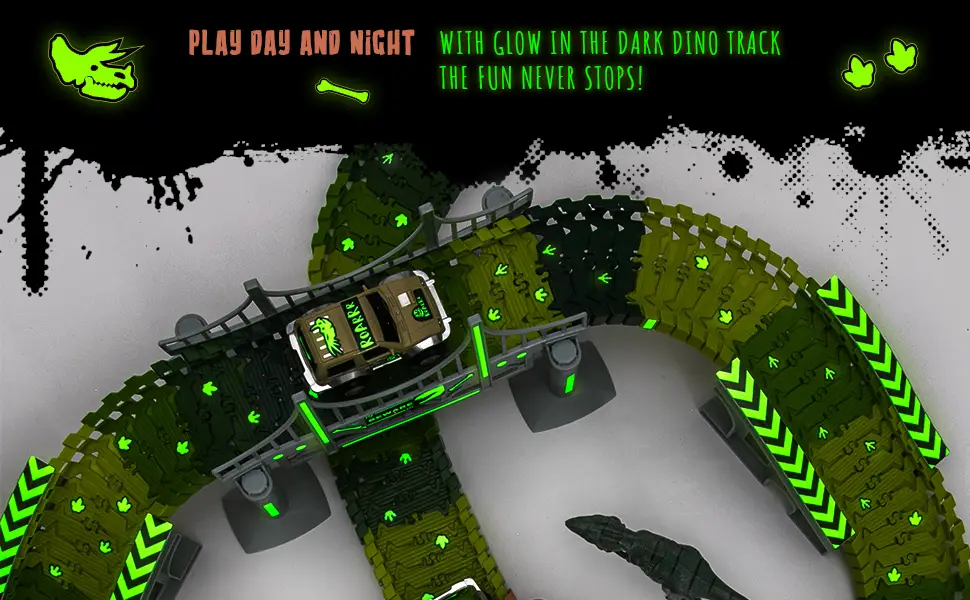 Dino's Journey Glow In The Dark Toy Track Set In Bag - Image 3