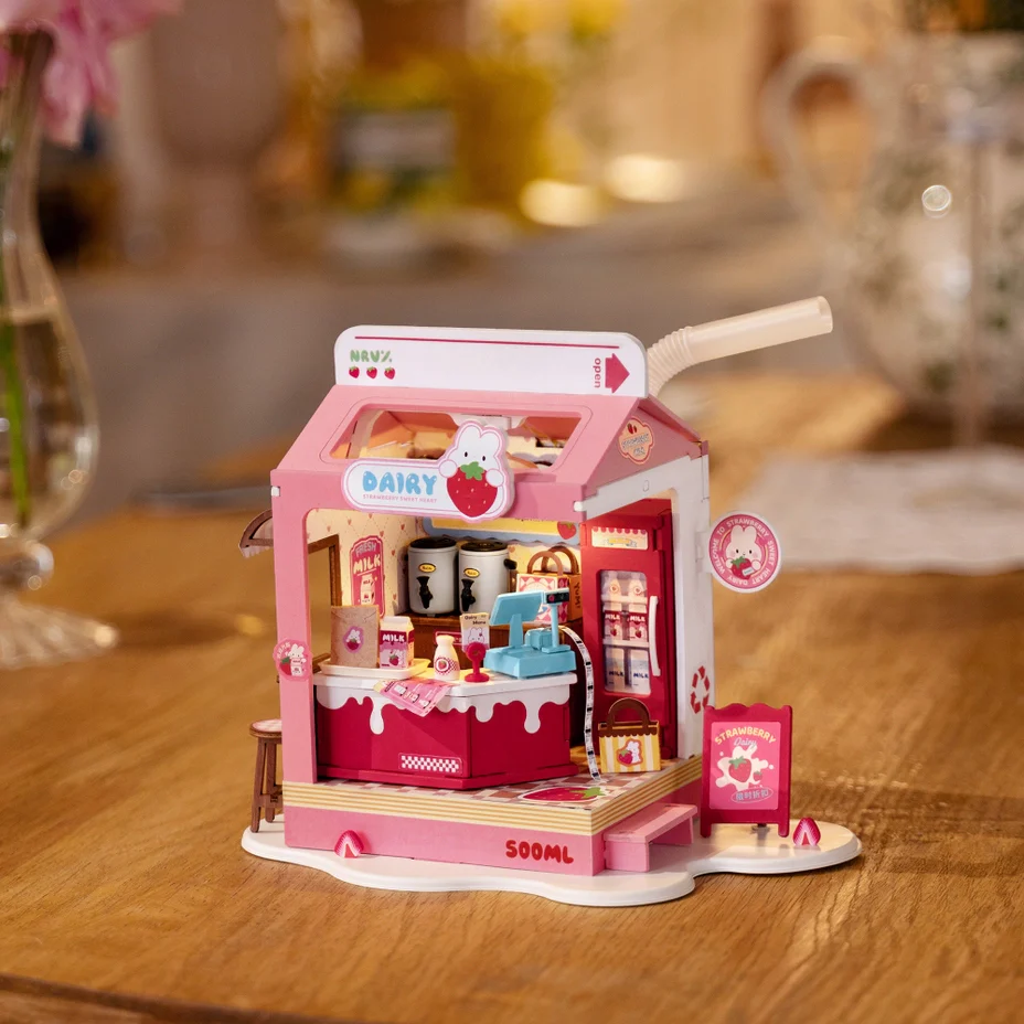 DIY Strawberry Milk Box Miniature House Kit - Image 3