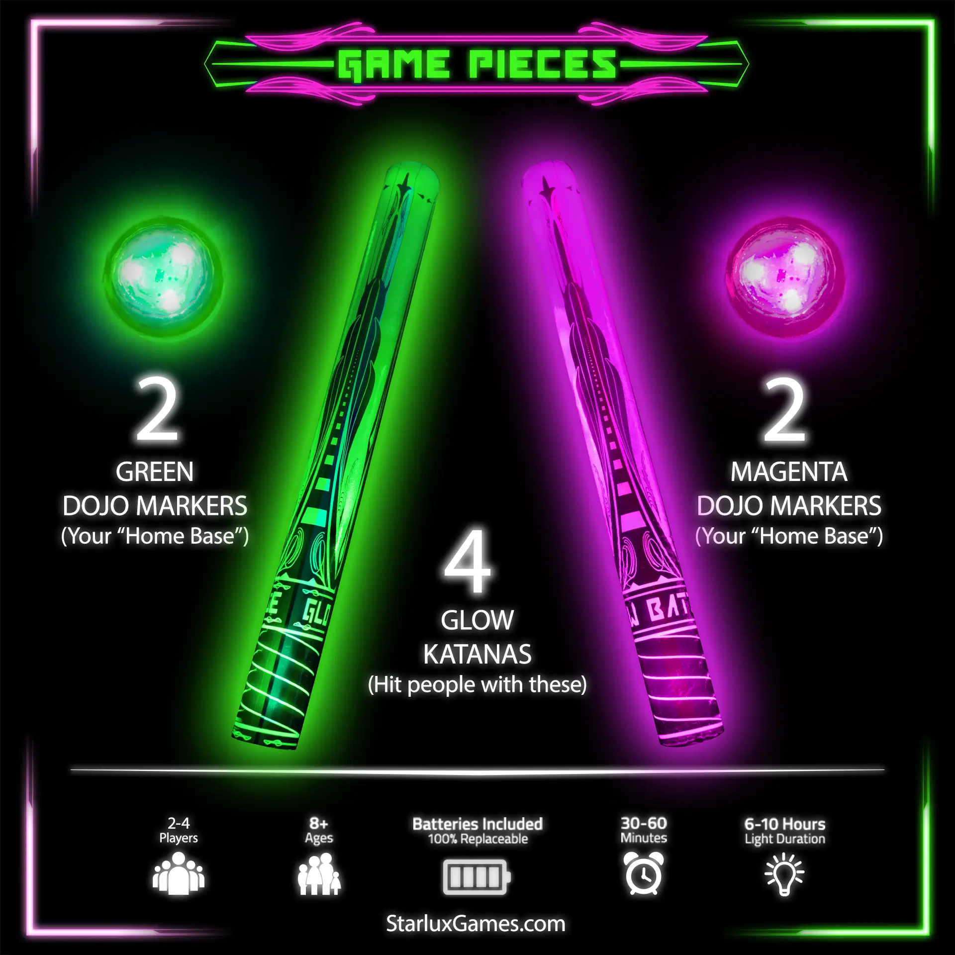 Glow Battle Ninja Game With Glow-in-the-Dark Foam Swords - Image 3