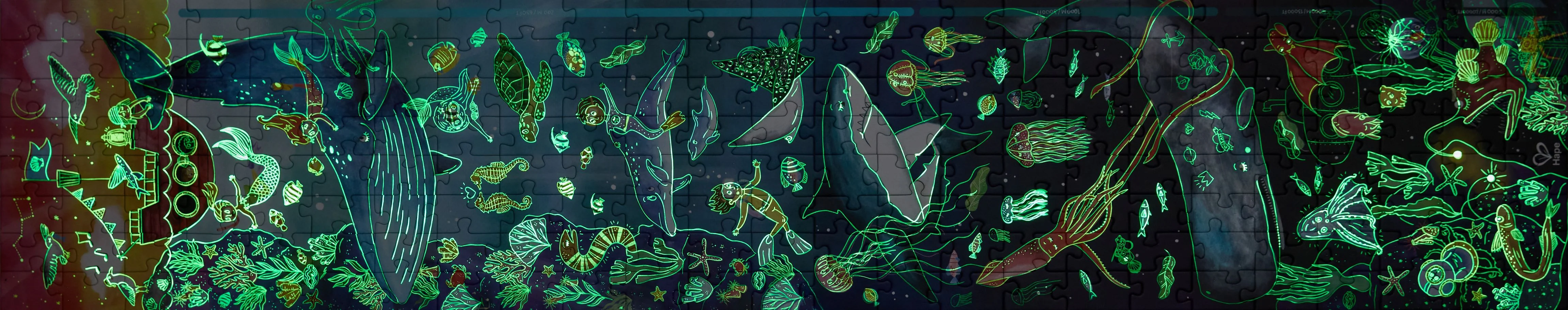 200 PC Glow In The Dark Ocean Life Puzzle - Image 3