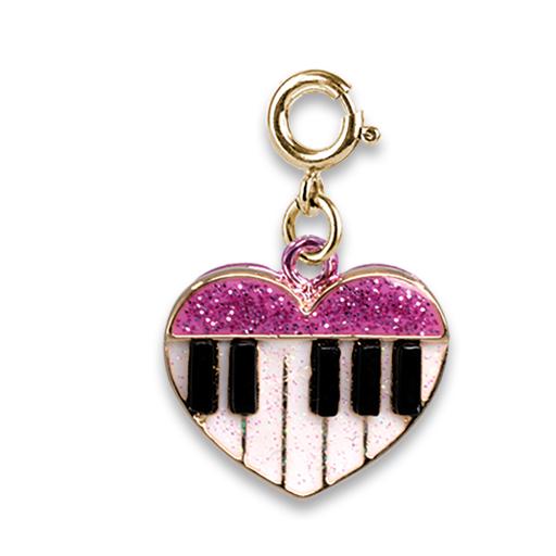 *Gold Glitter Piano Heart Charm