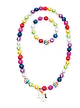 Gumball Rainbow Necklace & Bracelet Set