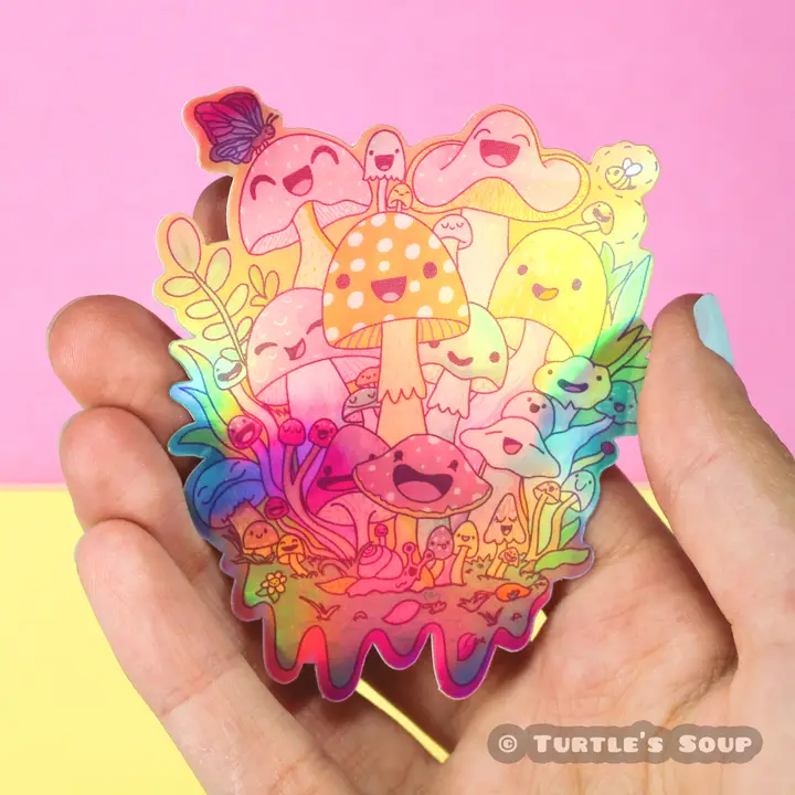 Happy Mushroom Psychedelic Vinyl Sticker