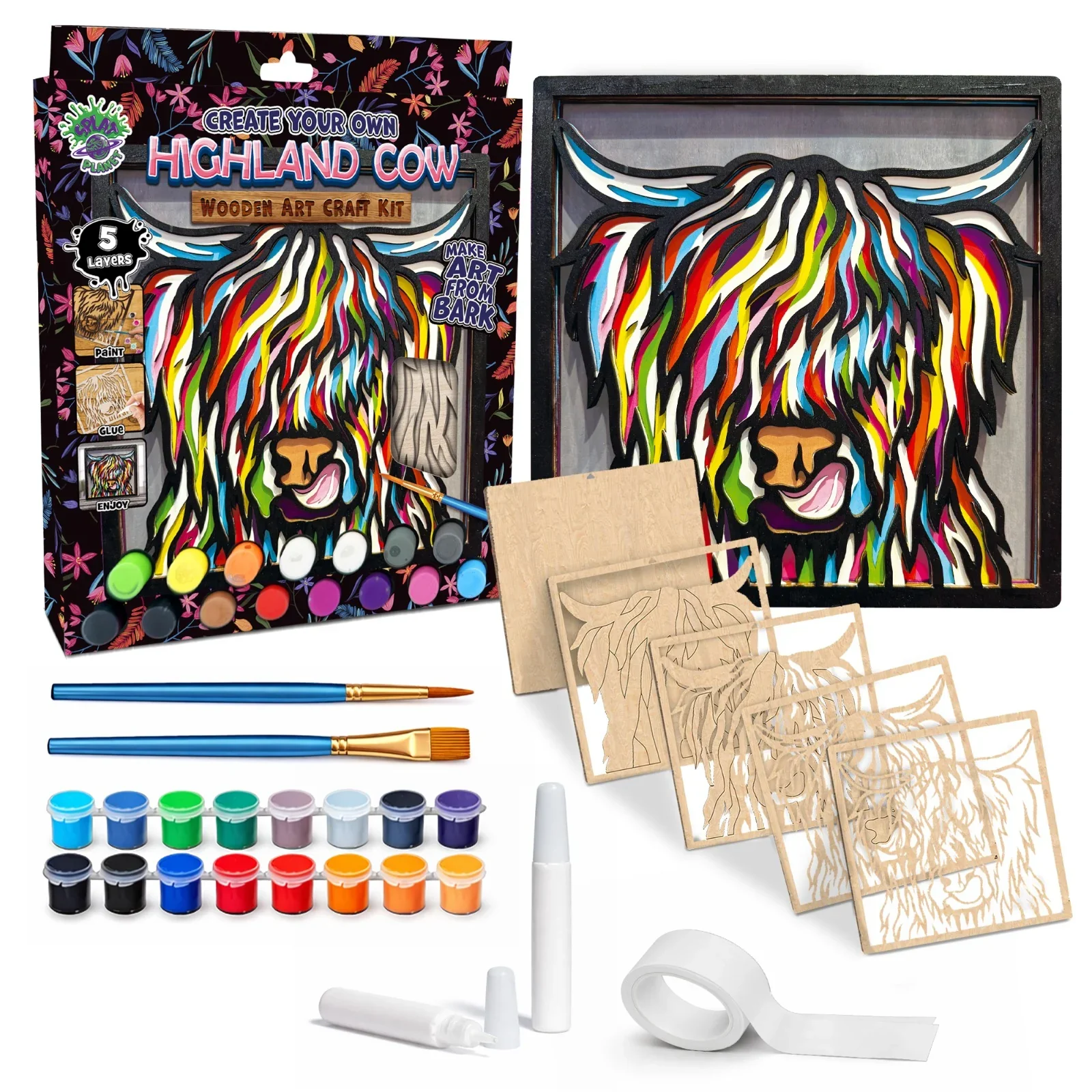 Highland Cow Wooden Art - Image 2