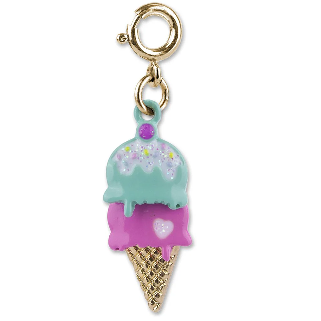 Ice Cream Cone Swivel Gold Charm