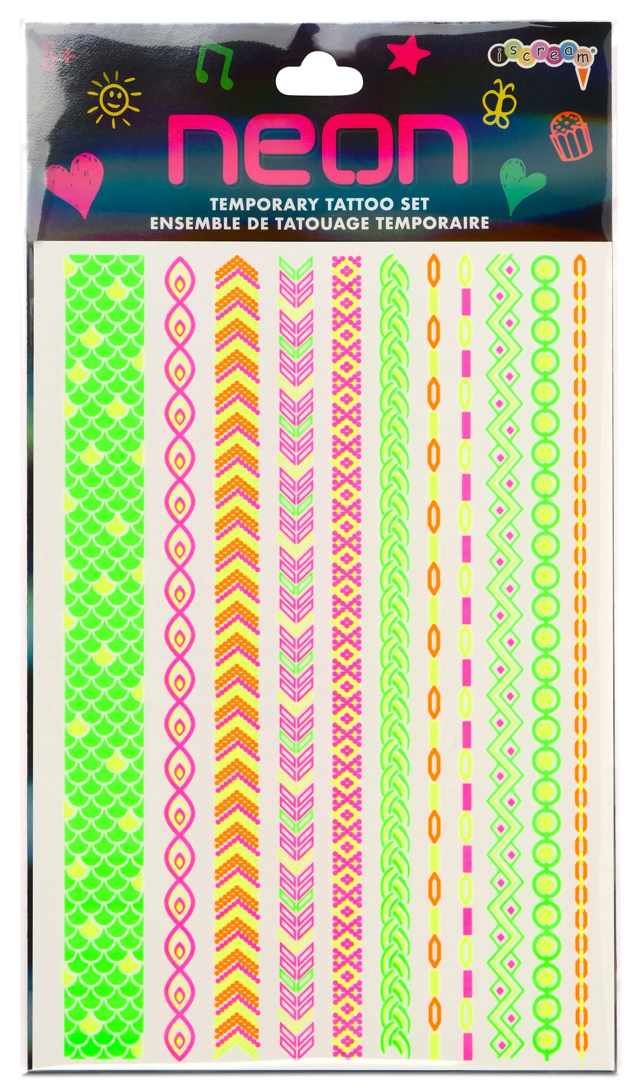 Neon Friendship Tattoo Bracelet Set