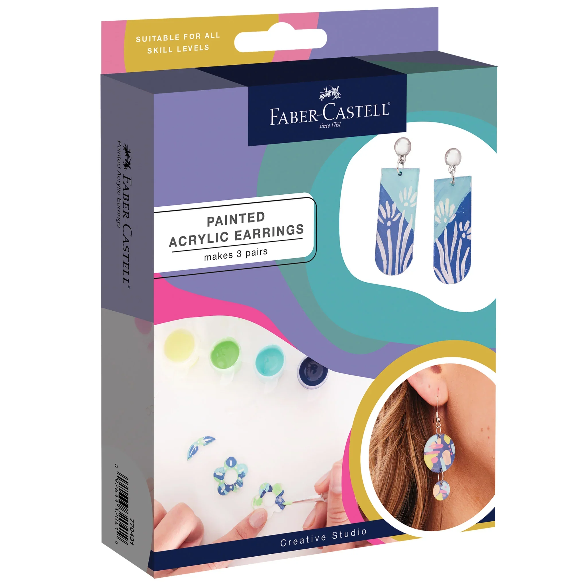 Painted Floral Acrylic Earrings