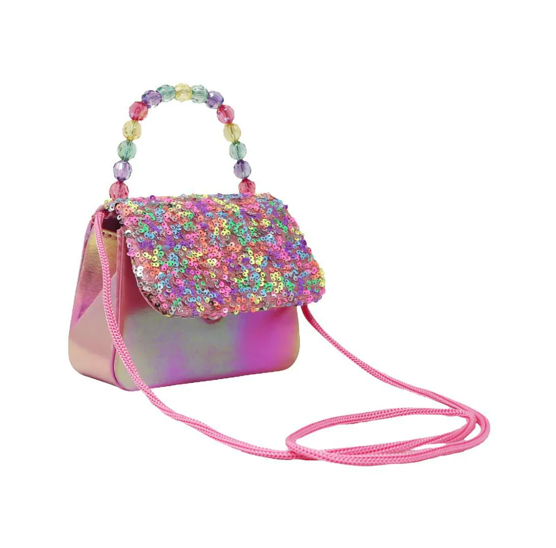 Pink & Purple Sparkly Glitter Sequin Hard Handbag - Image 2