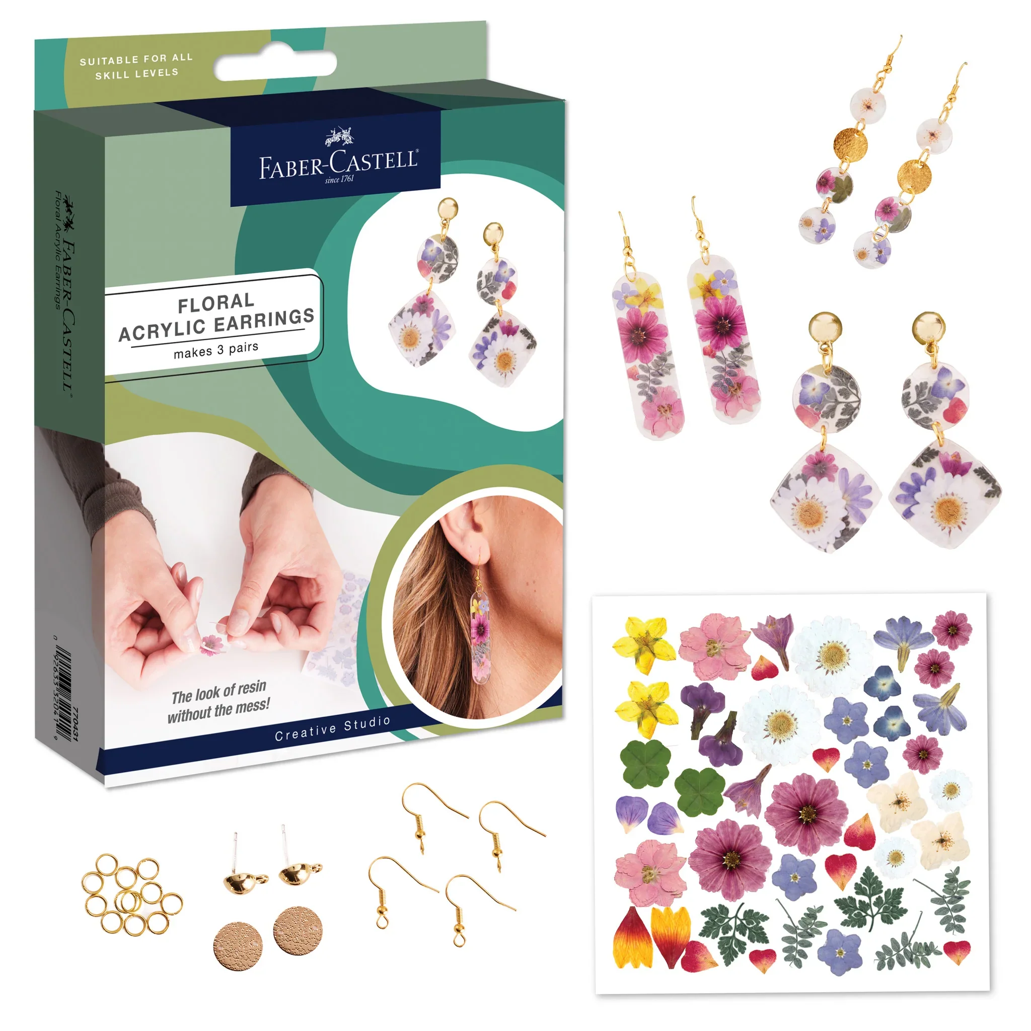 Pressed Floral Acrylic Earrings - Image 2