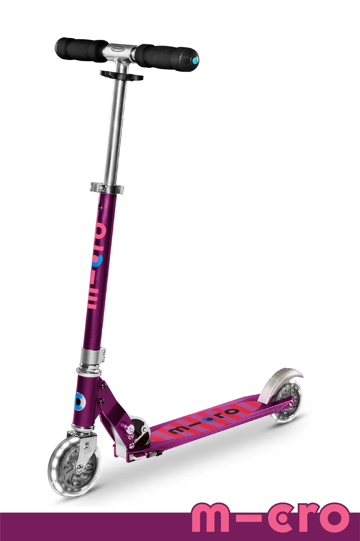 Purple Stripe Micro Sprite LED 2 Wheeled Scooter