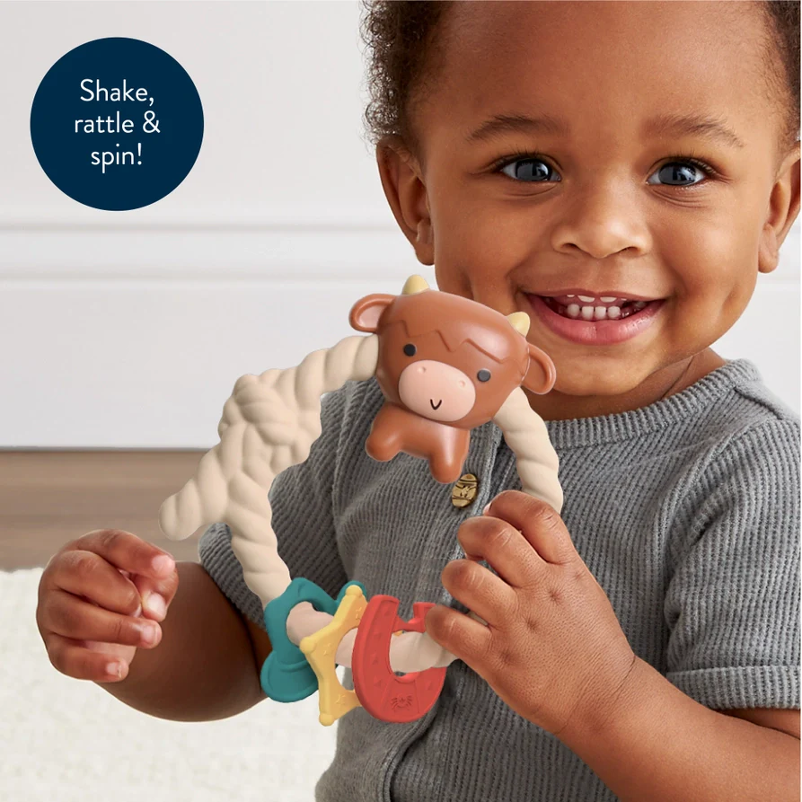 Ritzy Rattle Silicone Teether Rattles Highland Cow - Image 3