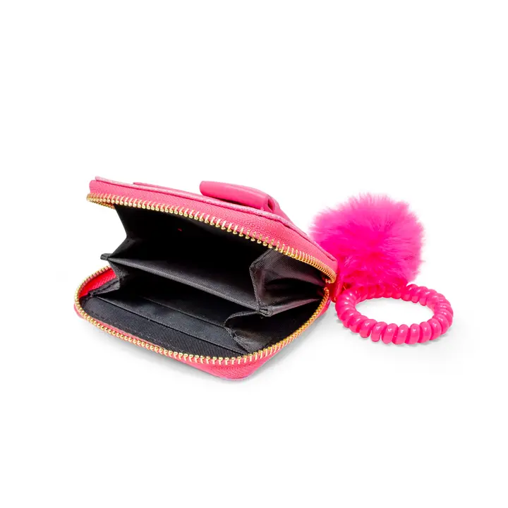 Shiny Jumbo Bow Spiral Strap Wallet Hot Pink - Image 2