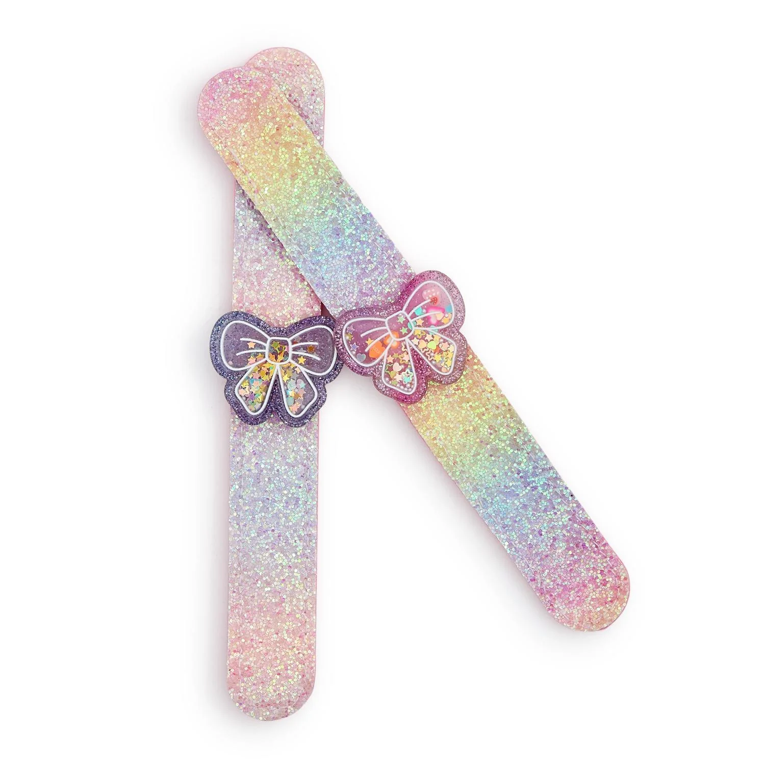 Sparkling Bow Glitter Ombre Slap Bracelet With Sprinkles