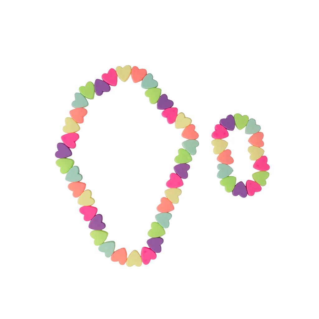 Sweet Tart Heart Necklace And Bracelet Set