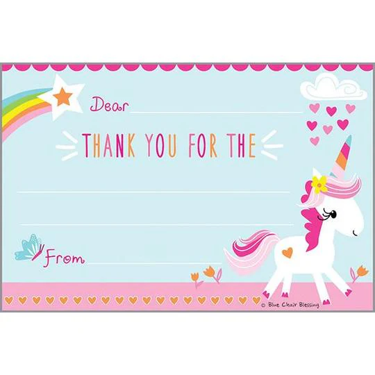 Unicorn And Rainbow Thank You Postcards